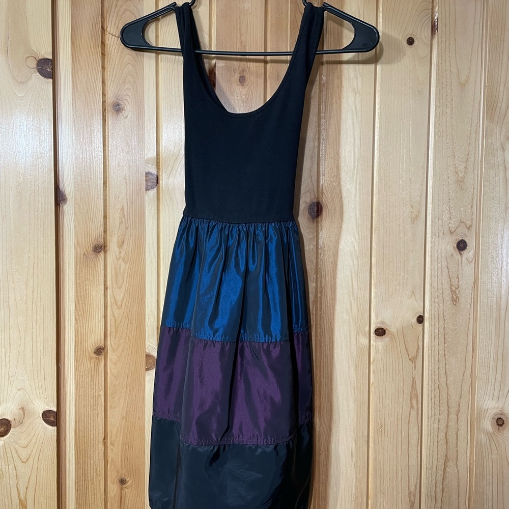 Colorblock Sleeveless Dress - Black, Blue, Purple